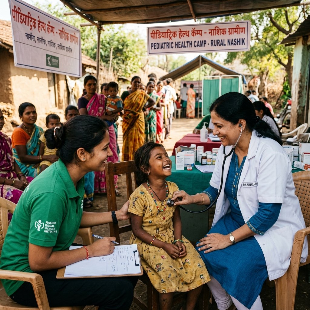 Statutory mobile pediatric healthcare checkups conducted in remote tribal hamlets.